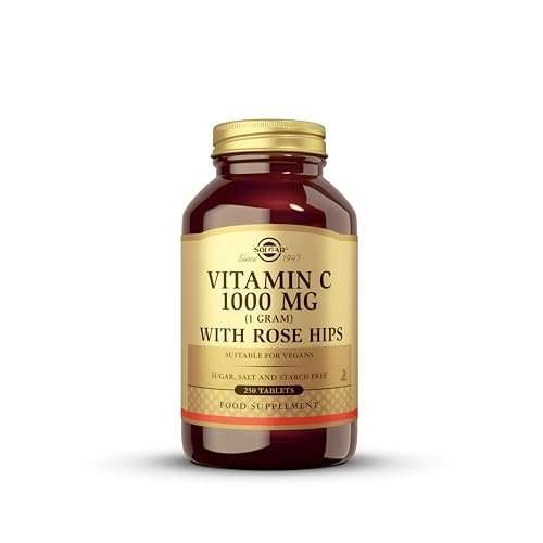 Solgar Vitamin C 1000 mg mit Hagebutten, 250 Tabletten - Antioxidans & Immununterstützung - Allgemeine Gesundheit - Unterstützt gesunde Haut & Gelenke - Nicht-GVO, Vegan und Koscher - 250 Portionen
