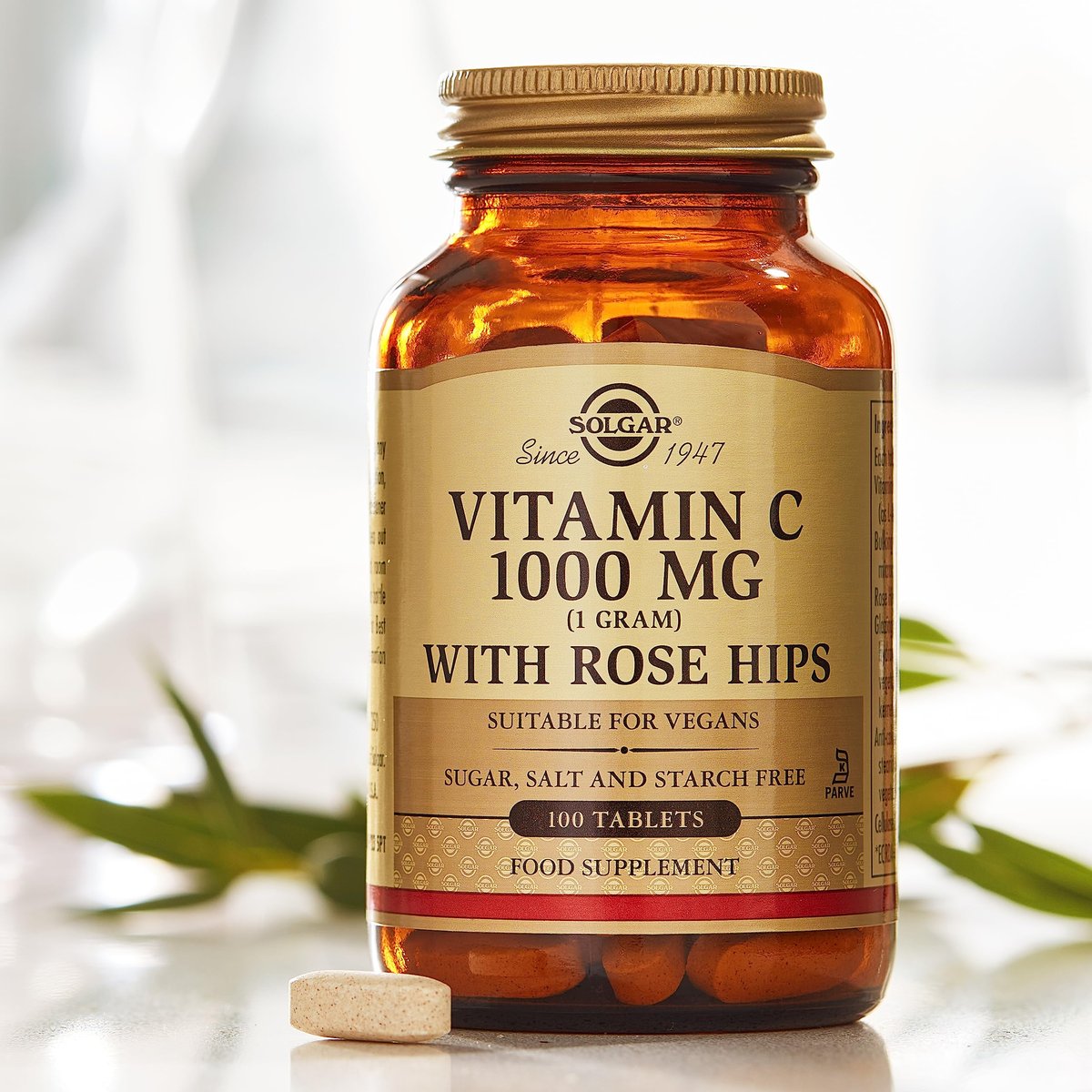 Solgar Vitamin C 1000 mg mit Hagebutten, 250 Tabletten - Antioxidans & Immununterstützung - Allgemeine Gesundheit - Unterstützt gesunde Haut & Gelenke - Nicht-GVO, Vegan und Koscher - 250 Portionen