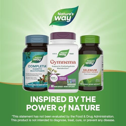 Nature's Way Gymnema Premium Extract – Unterstützt den Kohlenhydratstoffwechsel*, 500 mg pro Portion, Non-GMO Project verifiziert, 60 vegane Kapseln