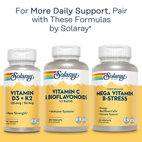 Solaray Calcium Magnesium Citrat 1000mg 1:1 Verhältnis – Knochenstärke, Muskel- und Nervensystemunterstützung, 180 Veggie-Kapseln