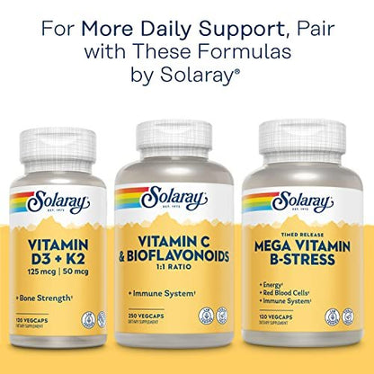 Solaray Calcium Magnesium Citrat 1000mg 1:1 Verhältnis – Knochenstärke, Muskel- und Nervensystemunterstützung, 180 Veggie-Kapseln