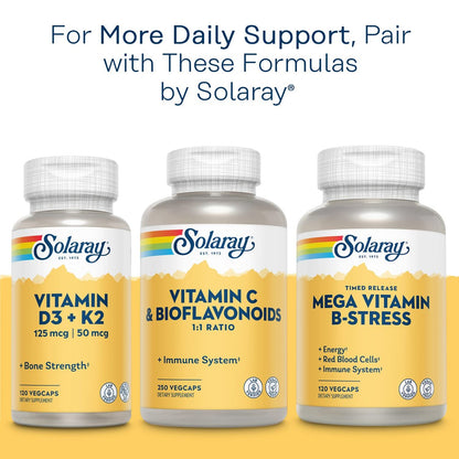 Solaray Calcium Magnesium Citrat 1000mg 1:1 Verhältnis – Knochenstärke, Muskel- und Nervensystemunterstützung, 180 Veggie-Kapseln