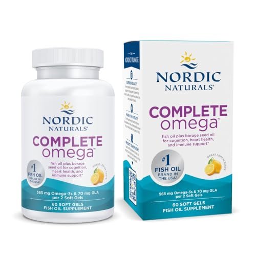 Nordic Naturals Complete Omega, Lemon Geschmack - 60 Softgels - 565 mg Omega-3 - EPA & DHA mit GLA - Gesunde Haut, Kognition, Positive Stimmung - Non-GMO - 30 Portionen