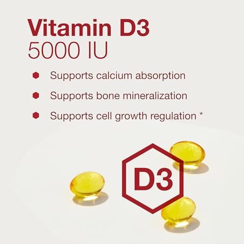 PROTOCOL FOR LIFE BALANCE - Vitamin D3 5000 IE (Hochdosiert) Unterstützt Kalziumaufnahme, Knochen- und Zahngesundheit, Immunsystem, Nervensystem und kognitive Funktion - 120 Softgels