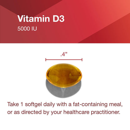PROTOCOL FOR LIFE BALANCE - Vitamin D3 5000 IE (Hochdosiert) Unterstützt Kalziumaufnahme, Knochen- und Zahngesundheit, Immunsystem, Nervensystem und kognitive Funktion - 120 Softgels