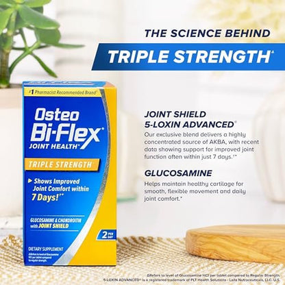 Osteo Bi-Flex Dreifachstärke Glucosamin Chondroitin Nahrungsergänzungsmittel – Verbessert Gelenkfunktion, Kraft, Flexibilität und Mobilität, 40 überzogene Tabletten