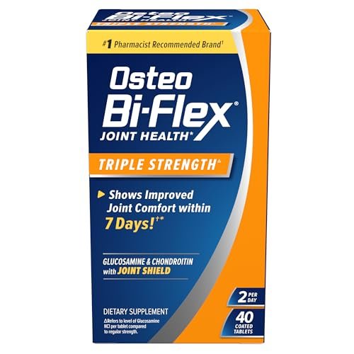 Osteo Bi-Flex Dreifachstärke Glucosamin Chondroitin Nahrungsergänzungsmittel – Verbessert Gelenkfunktion, Kraft, Flexibilität und Mobilität, 40 überzogene Tabletten