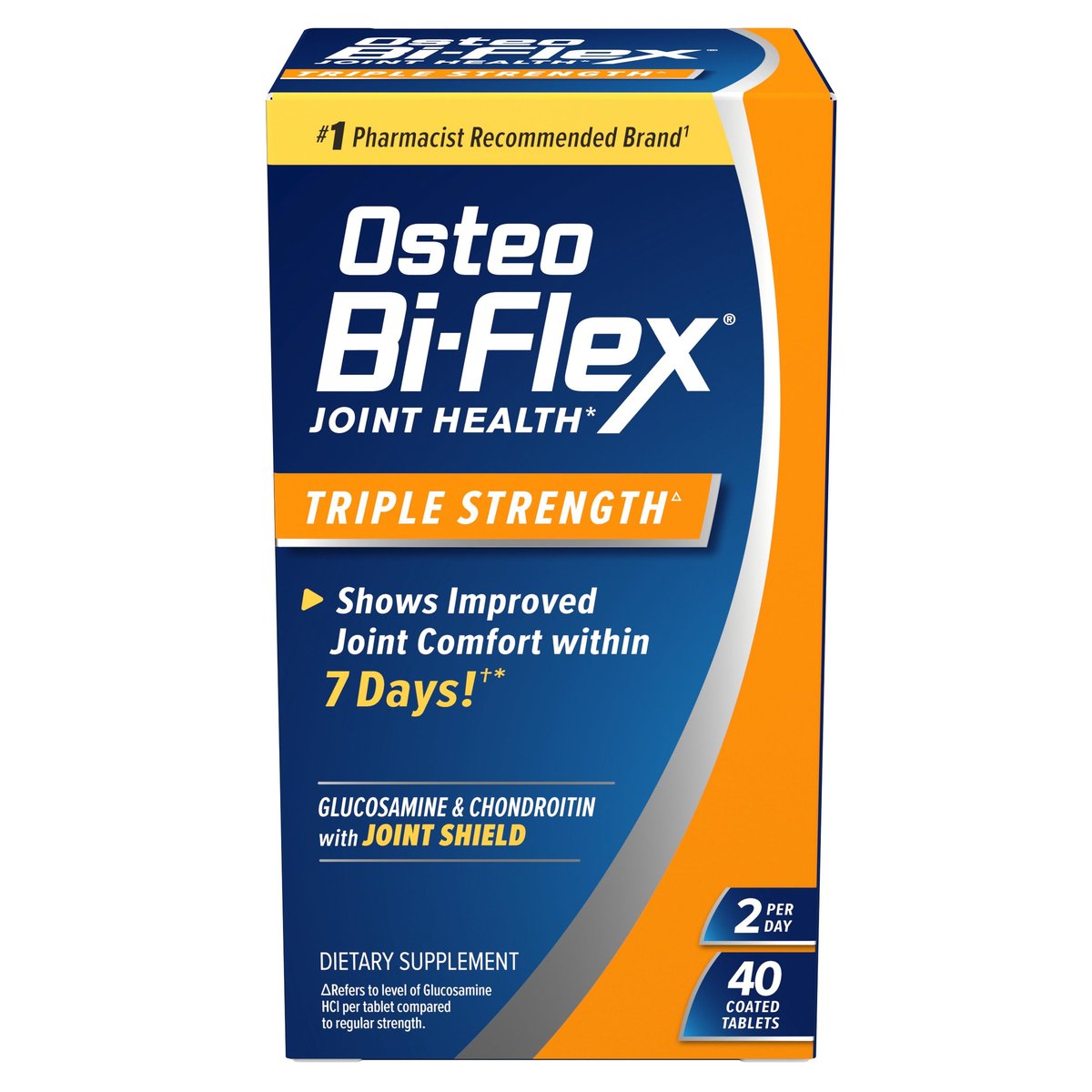 Osteo Bi-Flex Dreifachstärke Glucosamin Chondroitin Nahrungsergänzungsmittel – Verbessert Gelenkfunktion, Kraft, Flexibilität und Mobilität, 40 überzogene Tabletten