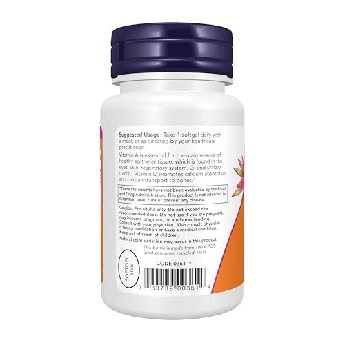 NOW Foods Vitamin A & D3 25.000/1.000 IE – 100 Softgels für Augengesundheit & essentielle Nährstoffe