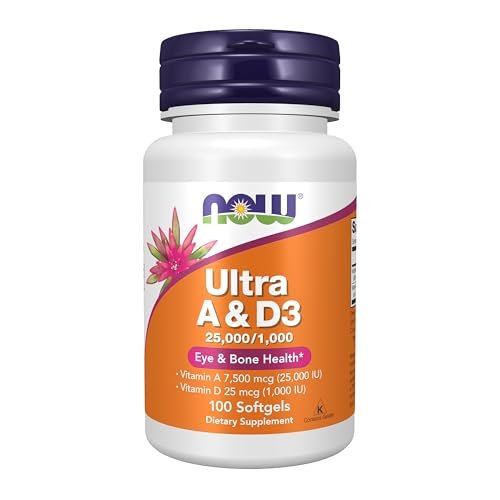 NOW Foods Vitamin A & D3 25.000/1.000 IE – 100 Softgels für Augengesundheit & essentielle Nährstoffe