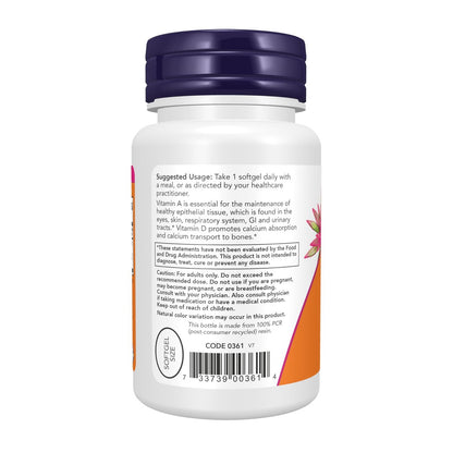 NOW Foods Vitamin A & D3 25.000/1.000 IE – 100 Softgels für Augengesundheit & essentielle Nährstoffe