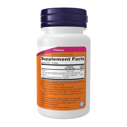 NOW Foods Vitamin A & D3 25.000/1.000 IE – 100 Softgels für Augengesundheit & essentielle Nährstoffe