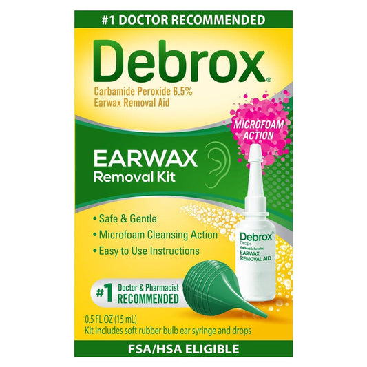 Debrox Ohrenschmalz-Entfernungsset mit Birbenspritze und 0,5 Fl Oz Ohrenschmalz-Entfernungstropfen mit Carbamidperoxid