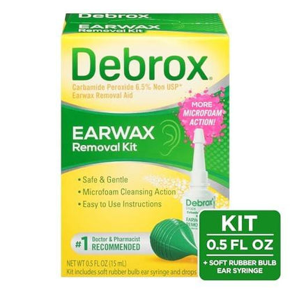 Debrox Ohrenschmalz-Entfernungsset mit Birbenspritze und 0,5 Fl Oz Ohrenschmalz-Entfernungstropfen mit Carbamidperoxid