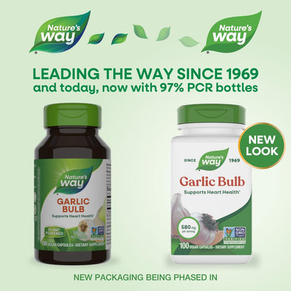 Nature's Way Knoblauchkapseln – 580 mg pro Portion, vegan, Non-GMO Project verifiziert, 100 Kapseln