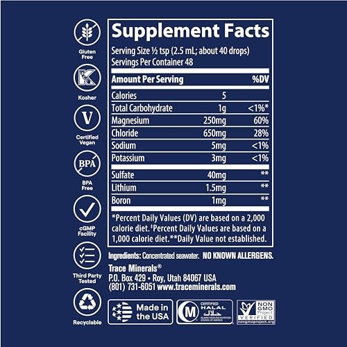 Trace Minerals ConcenTrace Spurenelement-Tropfen | Unterstützt Energie, Verdauung, Knochengesundheit & Hydration | 70+ ionische Spurenelemente mit Magnesium, Chlorid & Kalium | Keto, vegan & ohne Gentechnik | 118 ml (4 Fl Oz)