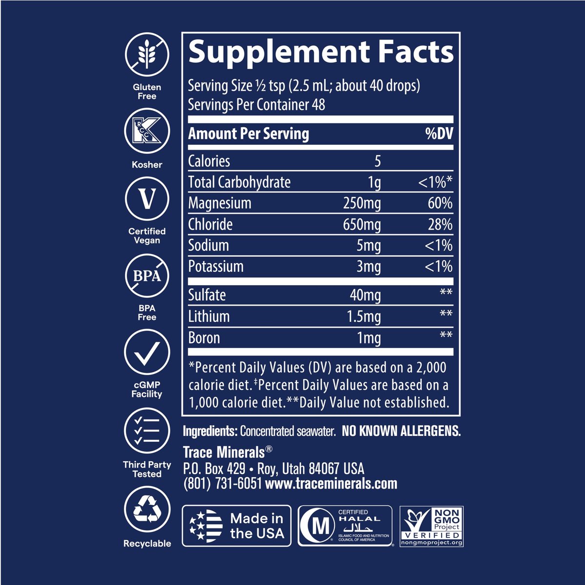 Trace Minerals ConcenTrace Spurenelement-Tropfen | Unterstützt Energie, Verdauung, Knochengesundheit & Hydration | 70+ ionische Spurenelemente mit Magnesium, Chlorid & Kalium | Keto, vegan & ohne Gentechnik | 118 ml (4 Fl Oz)