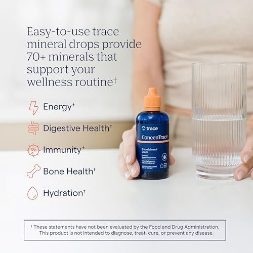 Trace Minerals ConcenTrace Spurenelement-Tropfen | Unterstützt Energie, Verdauung, Knochengesundheit & Hydration | 70+ ionische Spurenelemente mit Magnesium, Chlorid & Kalium | Keto, vegan & ohne Gentechnik | 118 ml (4 Fl Oz)