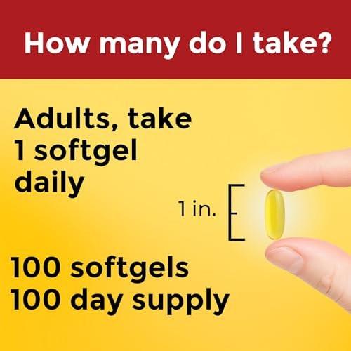 Nature Made Leinsamenöl 1000 mg, Omega-3 ohne Fisch, Nahrungsergänzungsmittel zur Unterstützung der Herzgesundheit, 100 Weichkapseln, 100-Tage-Vorrat