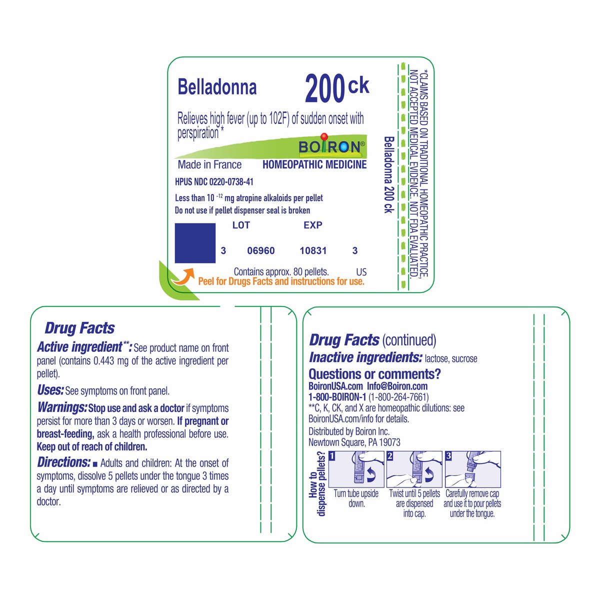Boiron Belladonna 200CK, 80 Kügelchen, Homöopathisches Mittel bei Fieber