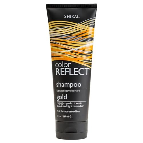 ShiKai Color Reflect Gold Shampoo (237 ml) | Feuchtigkeitsspendender & aufhellender Reiniger mit Kamille | Betont goldene Töne in blondem & hellbraunem Haar | Sicher für coloriertes Haar
