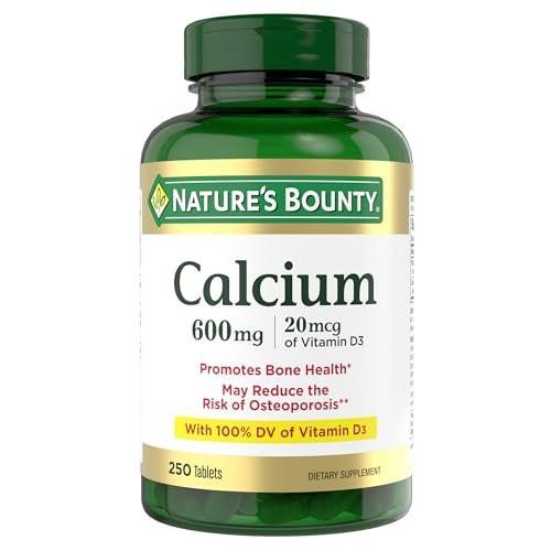Nature's Bounty Calcium Carbonate & Vitamin D – 600 mg Calcium & 800 IU Vitamin D3, 250 Tabletten – Unterstützt Knochen- und Immungesundheit