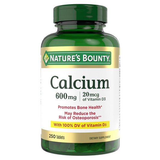 Nature's Bounty Calcium Carbonate & Vitamin D – 600 mg Calcium & 800 IU Vitamin D3, 250 Tabletten – Unterstützt Knochen- und Immungesundheit