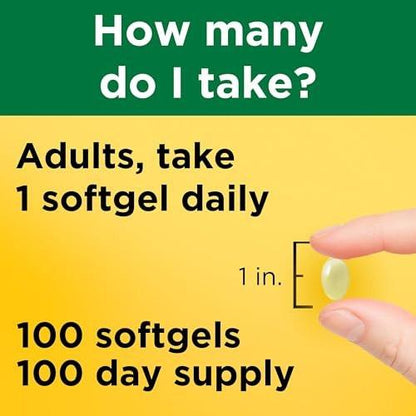 Nature Made Vitamin E 180 mg (400 IU) dl-Alpha – Nahrungsergänzungsmittel für Antioxidans- und Hautunterstützung, 100 Weichkapseln, 100-Tage-Versorgung