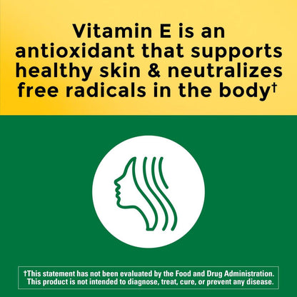 Nature Made Vitamin E 180 mg (400 IU) dl-Alpha – Nahrungsergänzungsmittel für Antioxidans- und Hautunterstützung, 100 Weichkapseln, 100-Tage-Versorgung