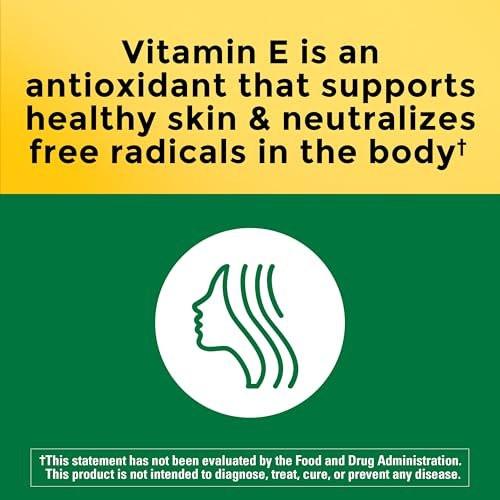 Nature Made Vitamin E 180 mg (400 IU) dl-Alpha – Nahrungsergänzungsmittel für Antioxidans- und Hautunterstützung, 100 Weichkapseln, 100-Tage-Versorgung