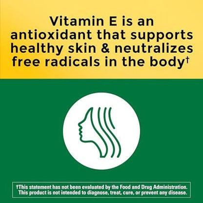 Nature Made Vitamin E 180 mg (400 IU) dl-Alpha – Nahrungsergänzungsmittel für Antioxidans- und Hautunterstützung, 100 Weichkapseln, 100-Tage-Versorgung