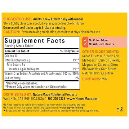 Nature Made Kaubare Vitamin C 500 mg Tabletten – Immununterstützung, 60 Stück, 60-Tage-Vorrat