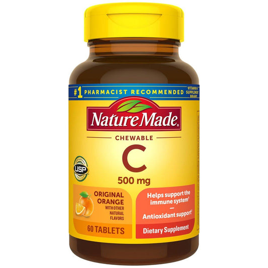 Nature Made Kaubare Vitamin C 500 mg Tabletten – Immununterstützung, 60 Stück, 60-Tage-Vorrat