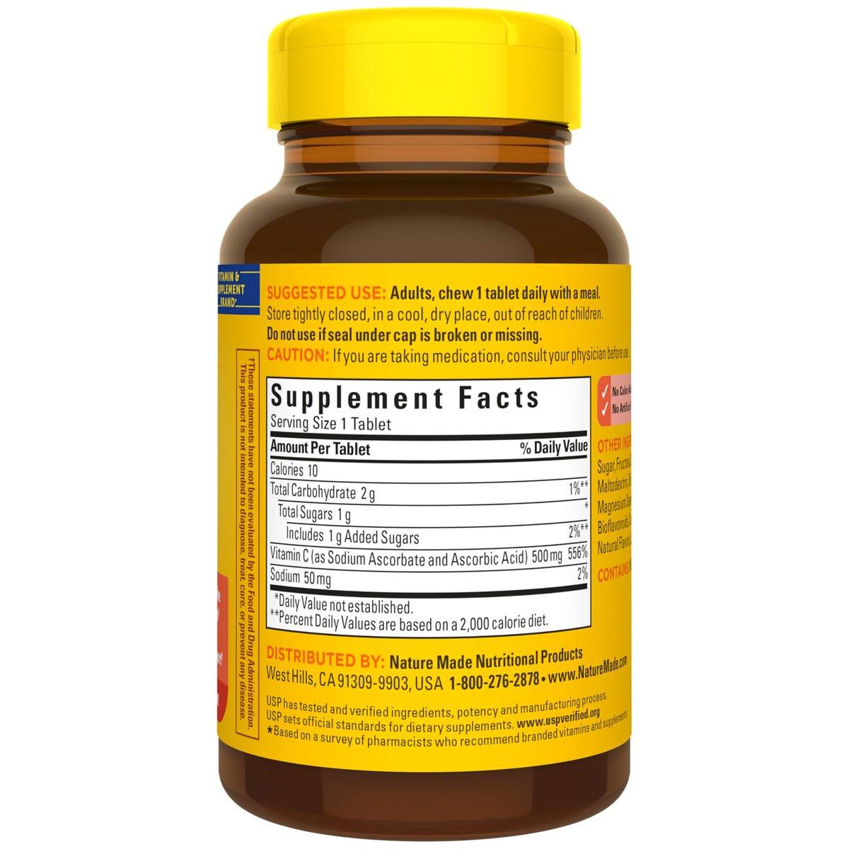 Nature Made Kaubare Vitamin C 500 mg Tabletten – Immununterstützung, 60 Stück, 60-Tage-Vorrat