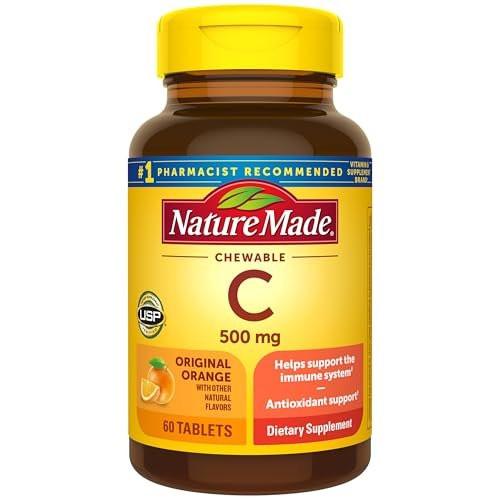 Nature Made Kaubare Vitamin C 500 mg Tabletten – Immununterstützung, 60 Stück, 60-Tage-Vorrat
