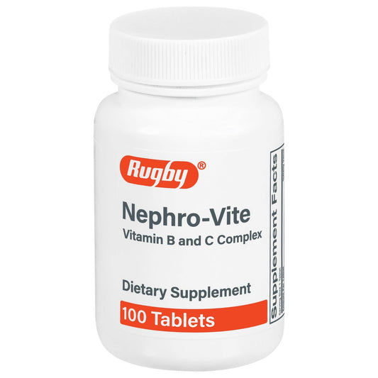 Rugby Nephro-Vite Vitamin B und C Komplex Tabletten - Nahrungsergänzungsmittel - 100 Stück (1 Packung)