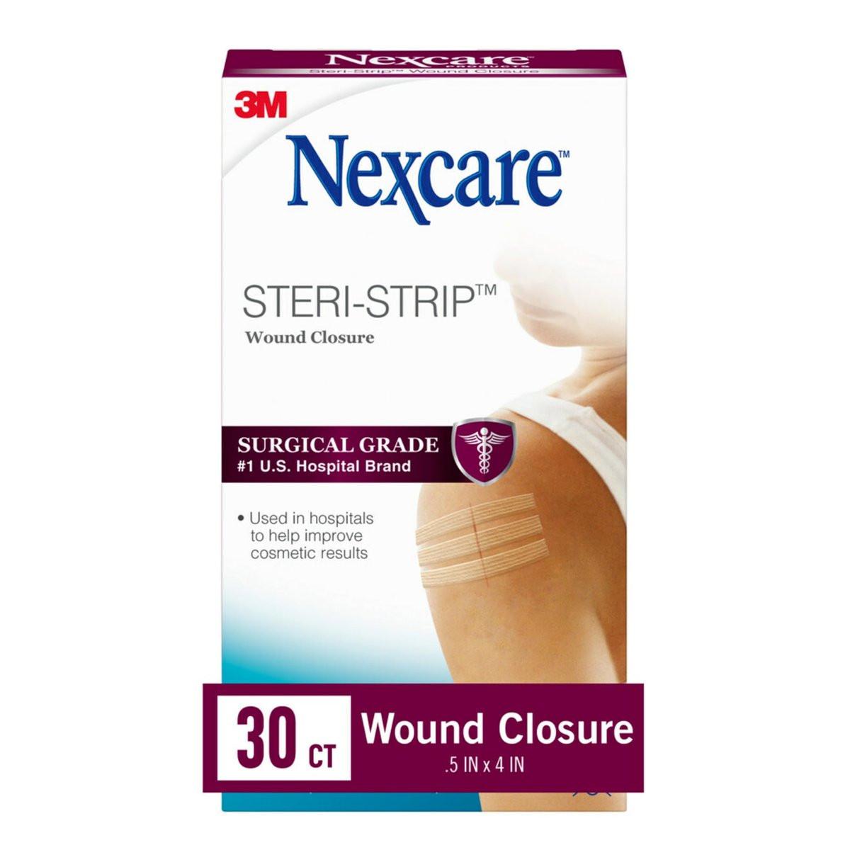 Nexcare Steri-Strip Wundverschluss, atmungsaktive Streifen für kleinen Wunden, ideal nach Nähten oder Klammern - 30 Wundverschlüsse