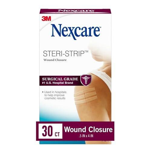 Nexcare Steri-Strip Wundverschluss, atmungsaktive Streifen für kleinen Wunden, ideal nach Nähten oder Klammern - 30 Wundverschlüsse