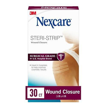 Nexcare Steri-Strip Wundverschluss, atmungsaktive Streifen für kleinen Wunden, ideal nach Nähten oder Klammern - 30 Wundverschlüsse