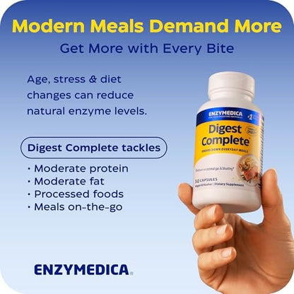 Enzymedica Digest Complete + Probiotika – Verdauungsenzyme für Frauen & Männer, Kapseln für Verdauung, Darmgesundheit, gegen Blähungen & Völlegefühl, Vegetarisch – 30 Kapseln
