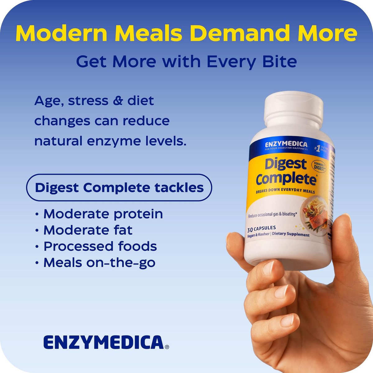 Enzymedica Digest Complete – Verdauungsenzyme für Frauen & Männer, 30 Kapseln, vegan, gegen Blähungen & Völlegefühl
