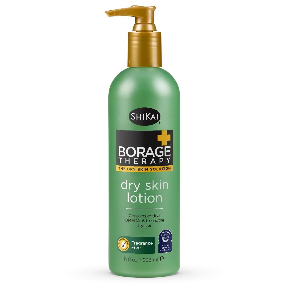 ShiKai Borage Therapy Trockene Haut Lotion Körperfeuchtigkeitscreme (237 ml) – Unparfümierte Pflege für Hände & Körper mit Haferflocken & Sheabutter