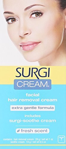Surgiwax Gesichts-Haarentfernungscreme für Frauen – Extra sanfte Enthaarungsformel für empfindliche Gesichtshaut, inklusive Surgi-Soothe mit frischem Duft, schmerzloser Haarentferner, 1 oz, 2er-Pack