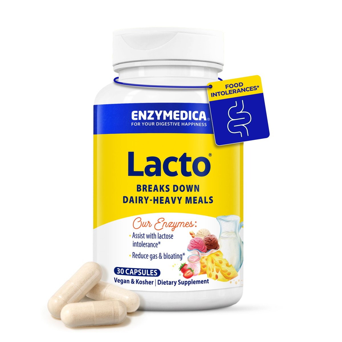 Enzymedica Lacto – fortschrittlichste Laktase-Formel für die Verdauung von Milchprodukten, 30 Kapseln