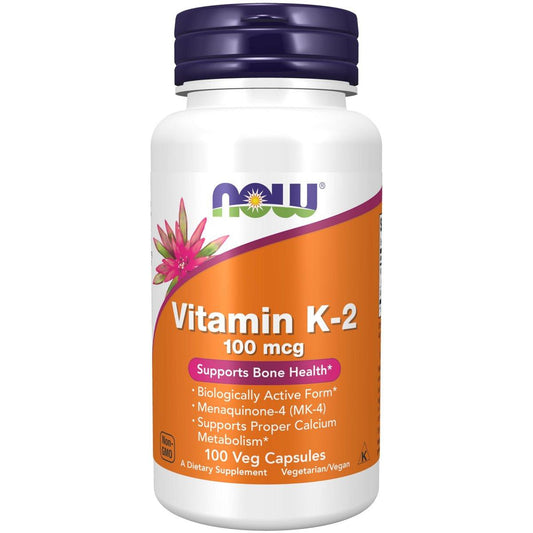 NOW Foods Vitamin K-2 100 mcg, Menaquinon-4 (MK-4), 100 vegane Kapseln – Unterstützt die Knochengesundheit
