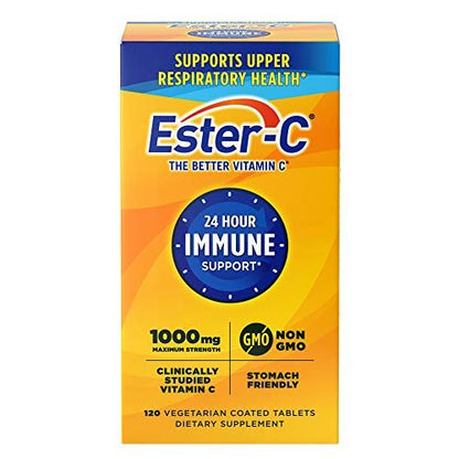 Ester-C Vitamin C 1000 mg beschichtete Tabletten – Immunsystem-Booster, magenfreundlich, 120 Stück