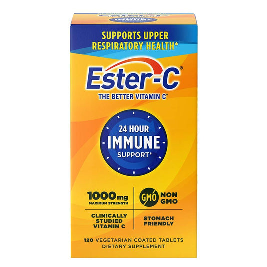 Ester-C Vitamin C 1000 mg beschichtete Tabletten – Immunsystem-Booster, magenfreundlich, 120 Stück