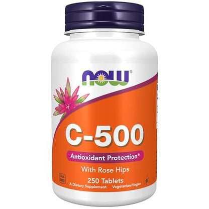 NOW Foods Vitamin C-500 mit Hagebutte, Antioxidantien-Schutz*, 250 Tabletten