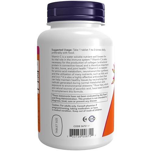 NOW Foods Vitamin C-500 mit Hagebutte, Antioxidantien-Schutz*, 250 Tabletten