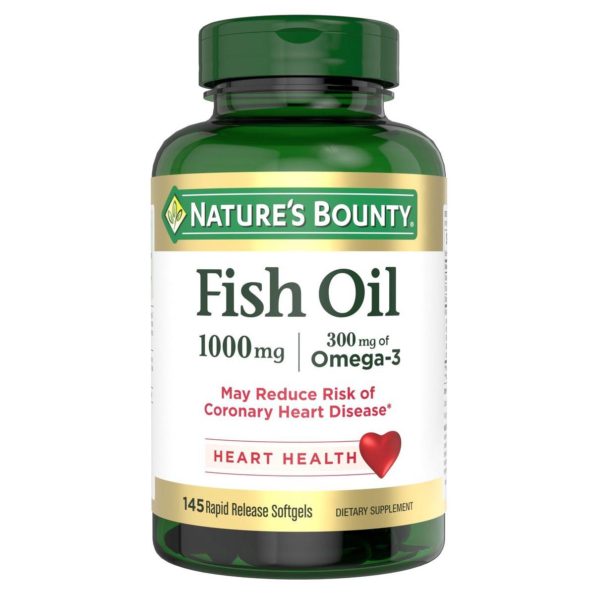 Nature's Bounty Fischöl 1000 mg, Kapseln zur Unterstützung der Herzgesundheit, 145 Stück
